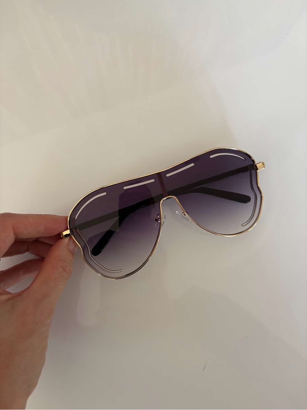 Gardenia Gold Frame Women's Aviator Sunglasses with Purple Gradient Lenses